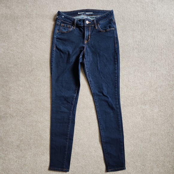 Old Navy Rockstar Mid Rise Jeans Womens Size 2 Blue Dark Wash Skinny Leg Stretch - Picture 2 of 6